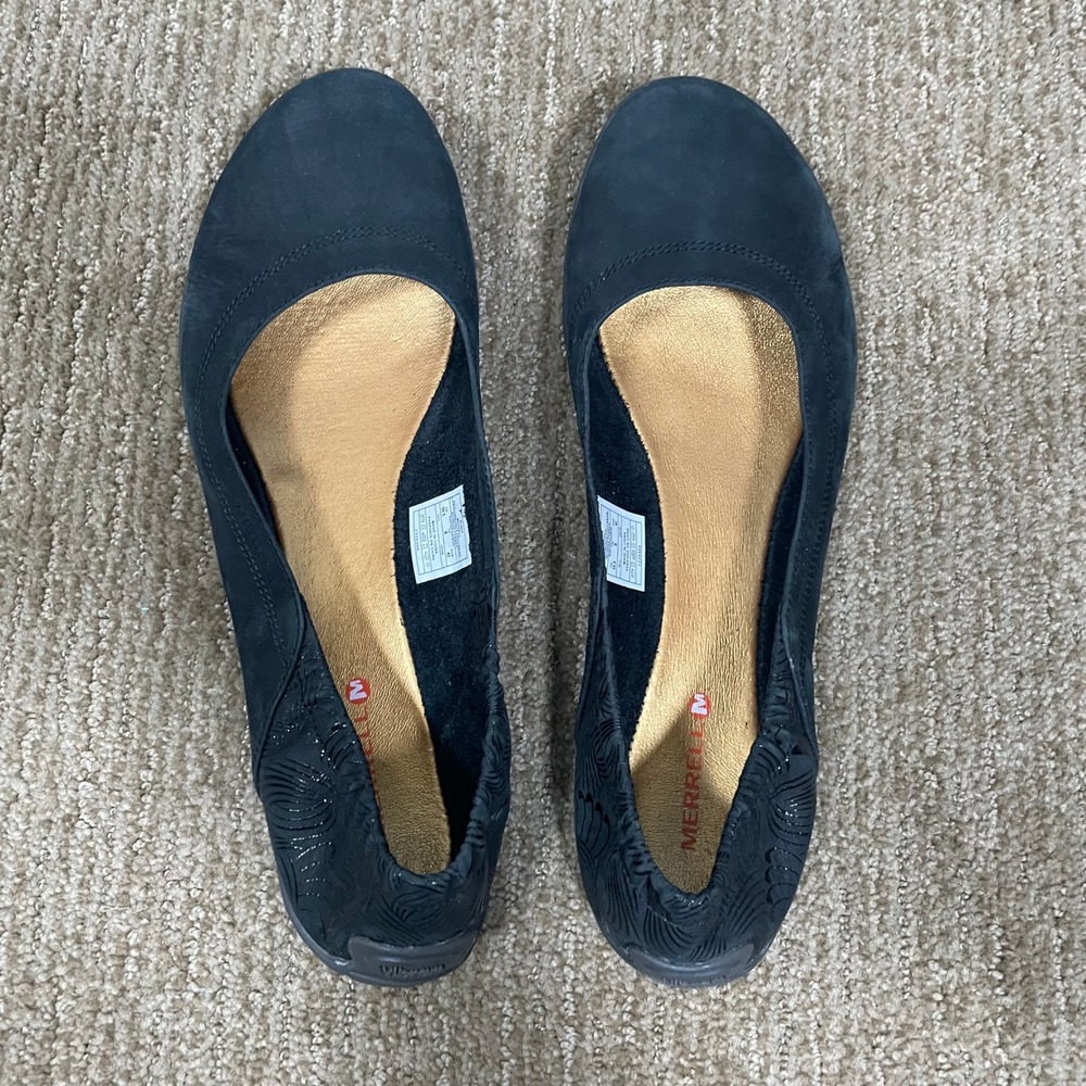 Merrell Barefoot Ballet Flats Womens 10.5 Black Leather Vibram Gorpcore Comfort